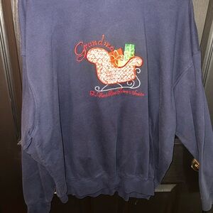 Navy Embroidered Holiday Crewneck Sweatshirt - Grandmom